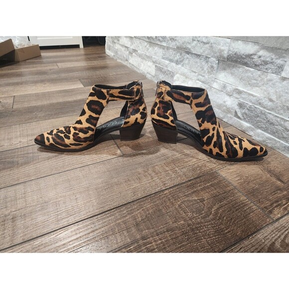 Calf hair cut out booties SOLE SOCIETY Sz 6.5  SO LANETTE Block heel Zipper back - Picture 8 of 9